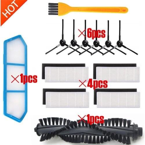 12pc New 1*Main Brush+Filter Net +4*HEPA Filter+4*Sponge+6*Side Brushes for ILIFE a4s Robot Vacuum Cleaner Parts chuwi ilife a4s