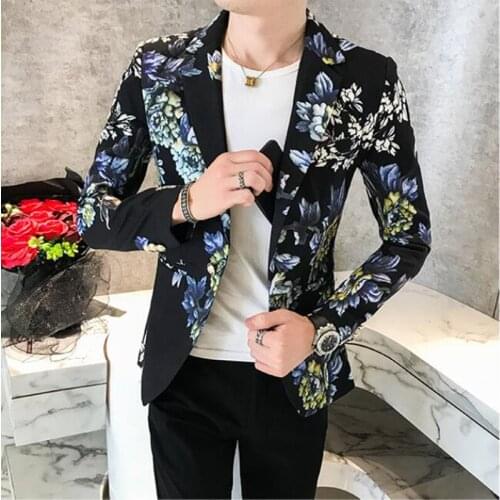2021 Men personalized print suit fashion business slim banquet dress groom wedding dress stage costume Blazers printing Jackets