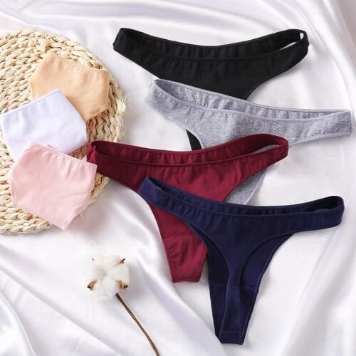 3PCS/Set Cotton Thongs Women Sexy T-back Underpants M-XL Ladies G-string Underwear Low Waist Female Thong Panties Lingerie