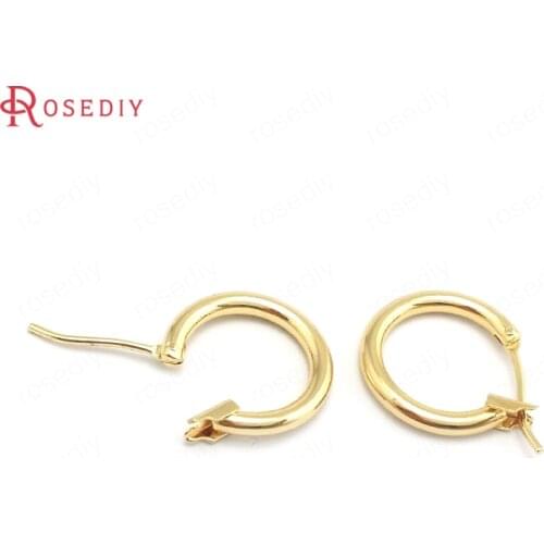 40303)6PCS 15MM Thickness 2MM 24K Gold Color Brass Round Circle Loop Earrings Hoops Jewelry Making Supplies Diy Accessories