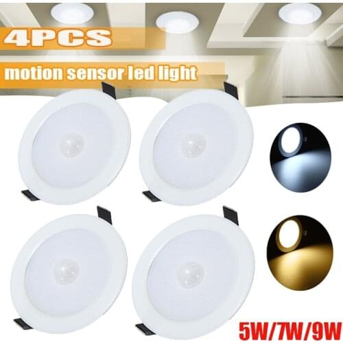5/7/9W 85-265V PIR Motion Sensor Round LED Recessed Ceiling Panel Light Led Down Light Downlight Fixture Lamp Bulb -1/2/4PCS