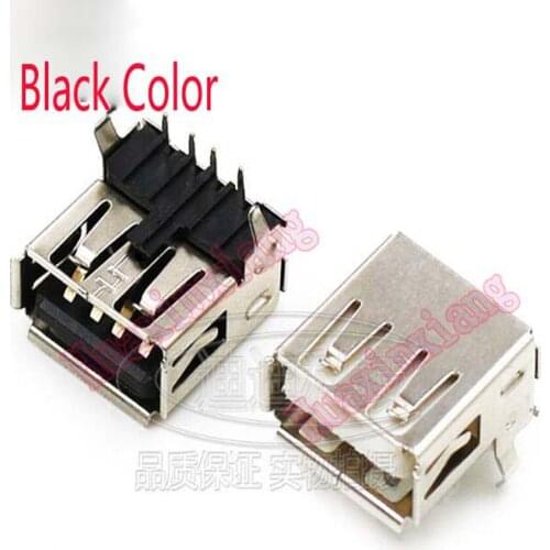 50PCS/Lot USB Female Socket Connector DIP 90 Degree Short Body 14mm Black/White Color
