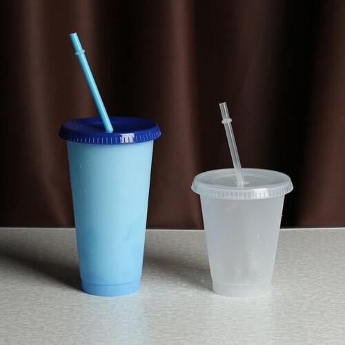 700ml One time Personalized Plastic Bottom Outdoor Portable Cup Reusable Straw Cup Glitter Cup Coffee Juice Straw Mug Supplies