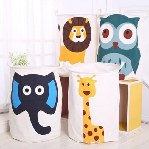 Household Cartoon Animal Folding Dirty Cloth Washing Laundry Basket Large Storage Barrel For Baby Toys Sundries Room Organizer