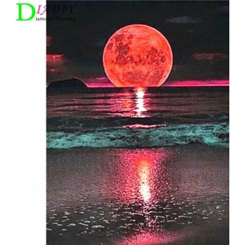 DIADIY 5D DIY Diamond Painting Moon Full Square Diamond Embroidery Landscape Cross Stitch Mosaic Sale Home Decoration
