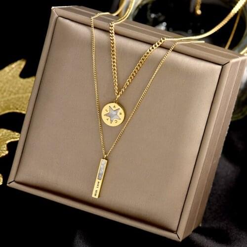 316L stainless steel no fading double fritillary INS cold wind joker simple temperament choker collarbone chain
