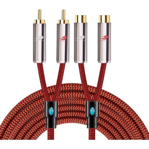 Dual RCA Male to Dual RCA Female Audio Extension Cable For Subwoofer Amplifier Speaker TV Receiver Signal Transfer 1m 2m 3m 5m