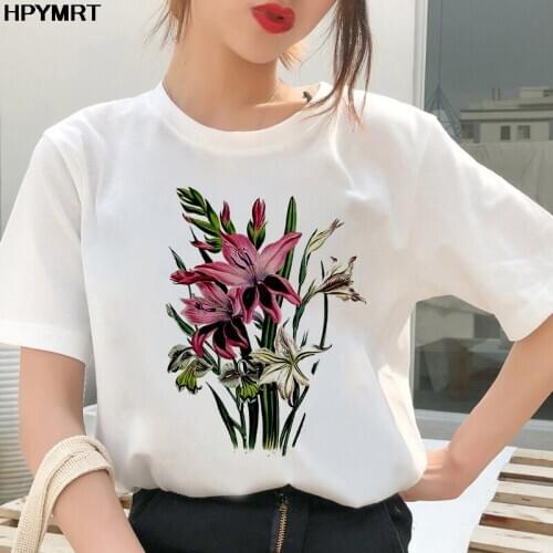 T shirt Women Clothes Tops T-shirt Woman Fresh Flowers Short Sleeve Printed Summer Womens Harajuku Fashion Tees female Clothing