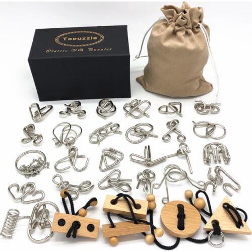 New 26/30PCS per Set IQ Metal Puzzle Mind Brain Teaser Magic Wire Rings Puzzles Game for Children Adults