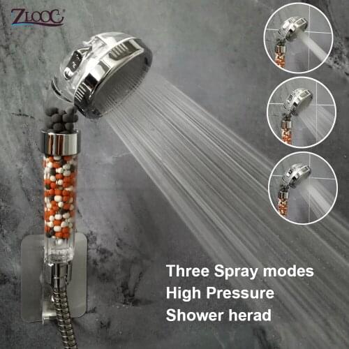 Hot Sale Zloog 3 Modes Mineral Shower Head High Pressure Saving Water Anion Filter Pure Shower SPA Shower Nozzel