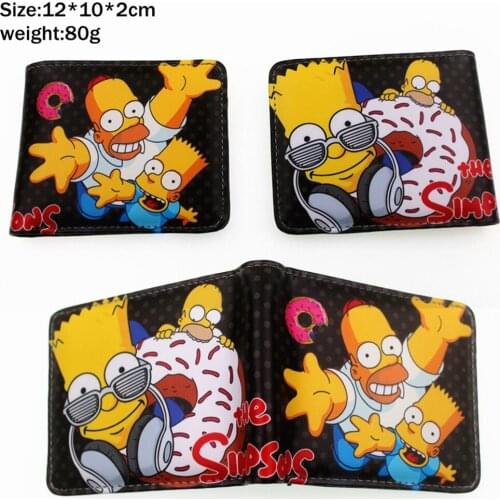 Anime Homer Bart Marge Pu Wallet Bifold Boys Girls Zipper Coin Pocket Photo Card Holder Layers Women Leather Colours Print Purse