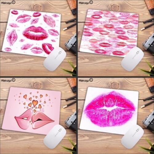 Mairuige Sexy Pink kisses all Over Top Selling Rubber Speed Gaming Mouse pad Lovely Table Mat Size For 18x22cm 20x25cm 25x29cm