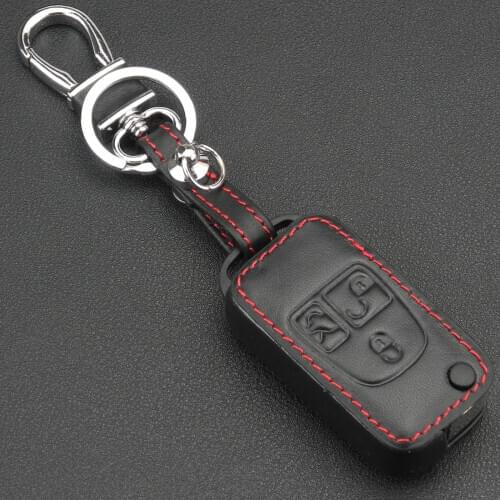 Kutery 10pcs/lot 3 Buttons Leather Remote Car Key Case Cover For Mercedes Benz ML C CL S SL SEL Car Key Chain