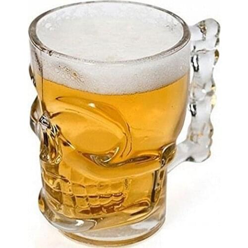 400mL Bar Mug Skull Cup Shot Glass Beer Wine Glass Crystal Skull Head Glass Cup for Whiskey Wine Vodka Bar Club Drinkware