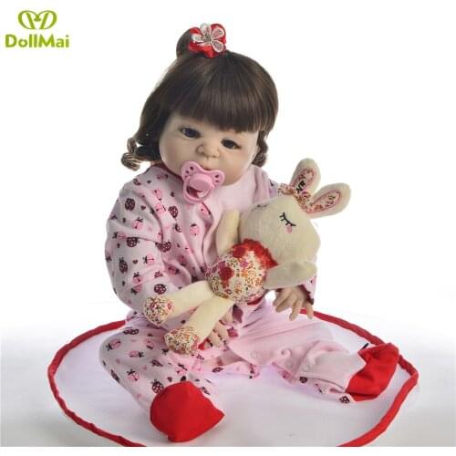 23" boneca reborn silicone body girl vinyl reborn toddler babies doll alive 57cm poupee enfant dolls toys gift for children