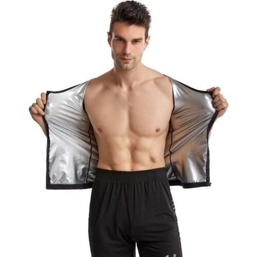 Hot Men Body Shaper Weight Loss Fat Burning Silver-Coated Zipper Corset Belly Slimming Waist Shape Sauna Workout Vest