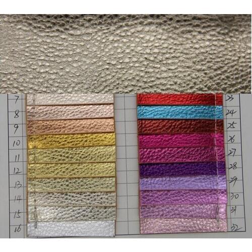 30 yard Metallic shinny embossed PU leather bags handbags material / metal film litchi embossed synthetic leather / faux leather