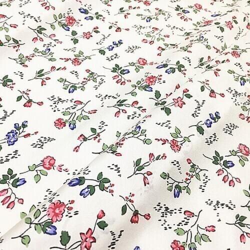 Mini floral print white pure silk fabric silk twill fabric 12momme thickness,STW135