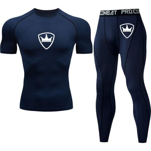 Gym Men Sportswear Compression Sport Suits Quick Dry Running Sets Gym Fitness Joggers Training Tracksuits MMA Rashguard Wear Set