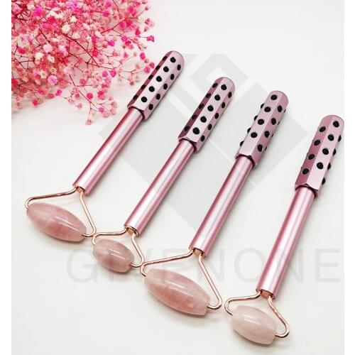 Natural Jade Roller Massage Stick Dual-Purpose Germanium Stone Roller Massager Facial Mask Brush Skin Health Beauty Care Tool