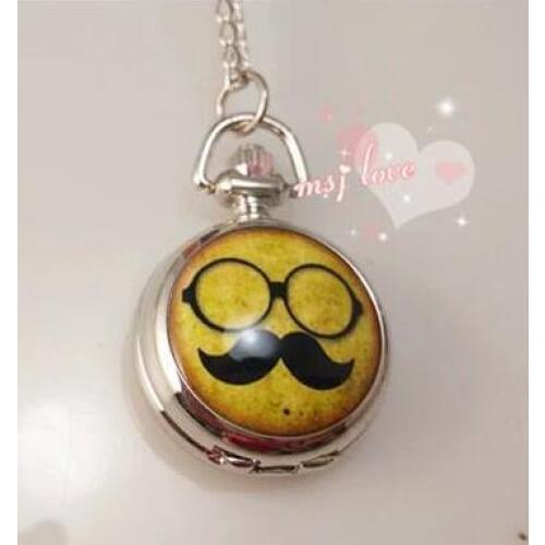 New fashion quartz With Sunglasses Steampunk Pocket Watch Necklace Pendant with Monocle
