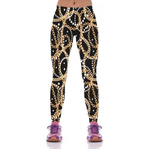 New Leggings Golden Pearl Chains 3d-printed Novelty Baroque Men/femme Trendy Fashion Fitness Suitable Breathable Hip Lift Tights