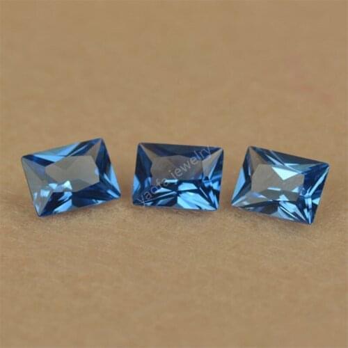 Wholesale 1.5x3~13x18mm 119# Dark Blue Acquamarine Rectangular Rectangle Shape Cut Loose Synthetic Spinel Stone Gems For Jewelry