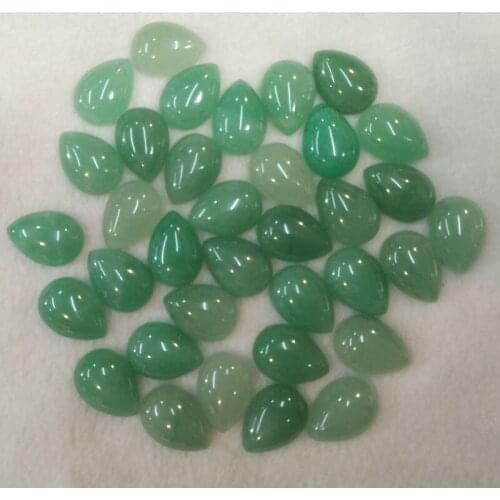 Wholesale 50pcs 13x18mm high quality Natural green aventurine stone drop CABOCHON CAB teardrop Beads for jewelry making free