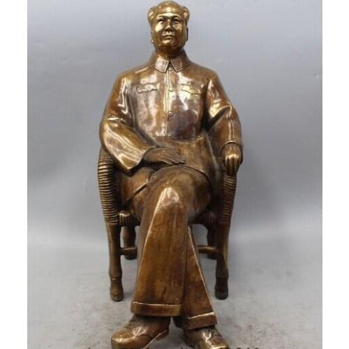 Wholesale factory 25"Marked Chinese bronze copper a Great leader Mao ZeDong Chairman Statue 25% off