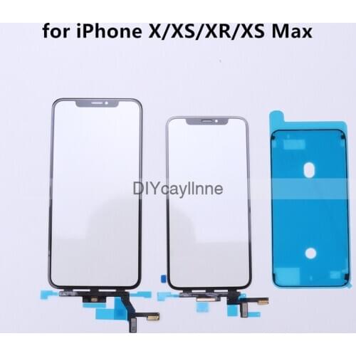 Original Glass Lens With Flex For iPhone XS Max X XR Touch Screen Digitizer with Waterproof Sticker Repair part