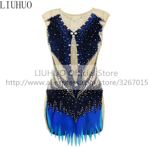 LIUHUO Figure Skating Dress Womens Girls' Ice Performance Rhythmic Gymnastics Competition Leotard Dance Sleeveless Ballet Kids