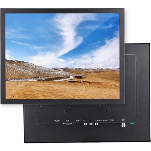 60-75Hz Full Metal Industrial Monitor 15-inch 1024*768 TFT WLED VGA HDMI Display Monitor 10W Television Screen with VESA Holder
