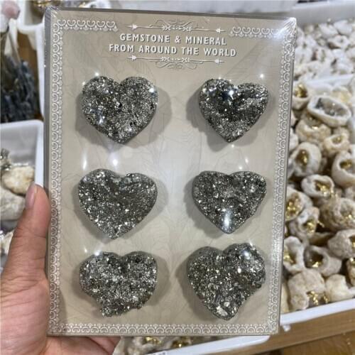 Natural Pyrite Heart Mineral Quartz Rock Crystals Specimen From Aound The World