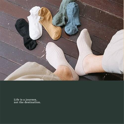 Spring and Summer Socks Mens Solid Color Japanese Bamboo Fiber Waist Socks Breathable Thin Boat Socks Mens Cotton Socks