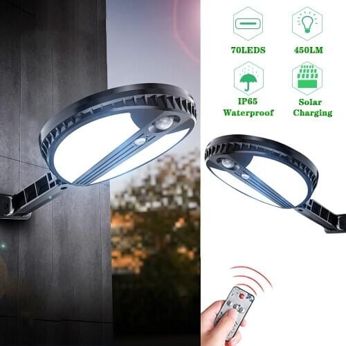 Led Solar Light Outdoor IP65 Waterproof Lighting 500lm 70 leds Three Modes PIR Motion Sensor Solar Lamp For Garden Wall Yard