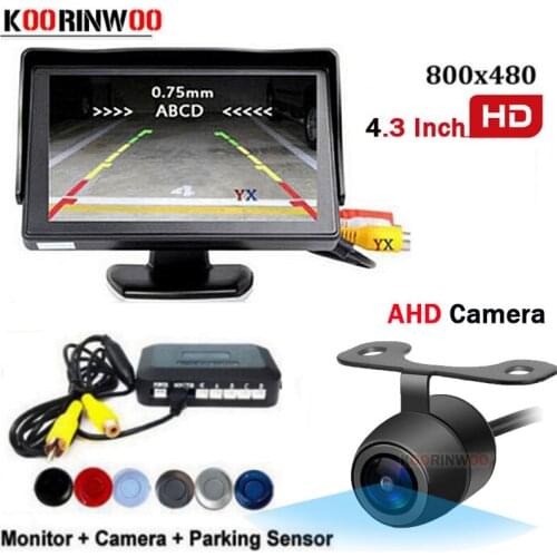 Koorinwoo Dual Core CPU Video System Car Parking Sensor Black White Grey Radar 4 Alarm Beep Step UP Show distance on Monitor Kit
