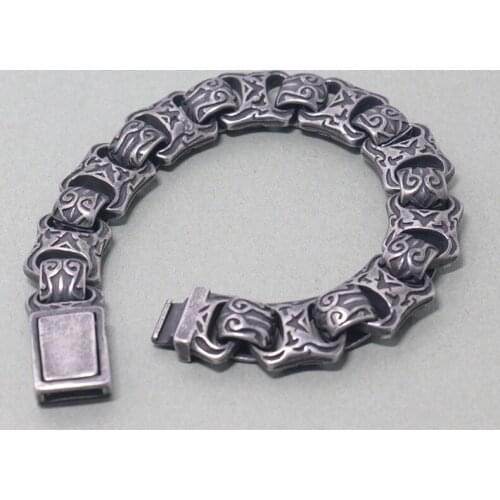 Vintage Black Stainless Steel Bracelet Men 12MM Wide Heavy Metal Mens Bracelets Bangles 2020 Male Massive Jewelry