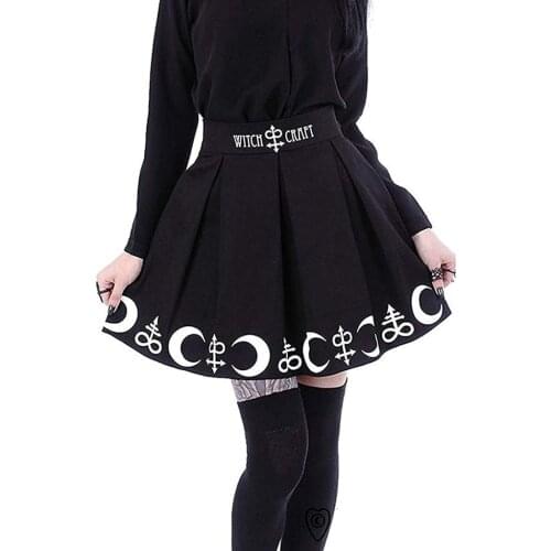 Gothic Punk Style Women Skirts Womens With Design Spring Autumn Black Skirts Womens Moon Magic Clothes Mujer Faldas