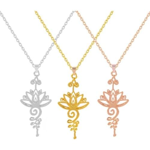 Simple Trendy Lotus Flower Pendant Necklace for Women Vintage Hip Hop Punk Style Womens Necklace Wedding Party Jewelry