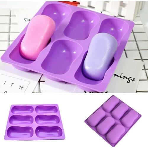 1PC Silicone Soap Making 6 Cavity Soap Mold DIY Mould Baking Tool Oval Cake