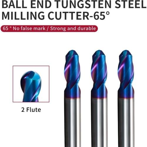 1pcs/5pcs/10pcs 2 flute HRC 65 R2*D4*50/R3*D6*50/R3*D6*75 CNC lathe processing ball end mill