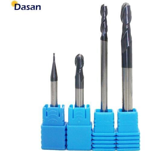 10pcs Carbide Mills Cutter Tool 4mm 6mm 8mm Ball Nose End Mills Radius 2mm 3mm 4mm HRC50 2 Flut Mill Long 75mm 100mm CNC Milling