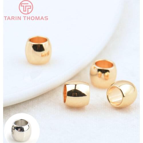 10PCS 6x5MM 24K Champagne Gold Color Plated Brass Large hole Spacer Beads Bracelet Beads High Quality Diy Jewelry Accessories