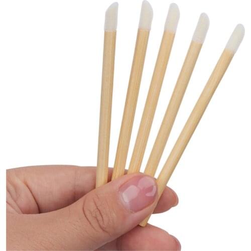 50pcs Bamboo Stick Disposable Lip Brush Stick Application Tool Makeup Lip Brush Lipstick Stick Eye Shadow Lip Gloss Brush Tool