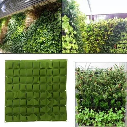 72 Pockets Wall Vertical Flower Hanging Felt Planter Bags for Garden Outdoor