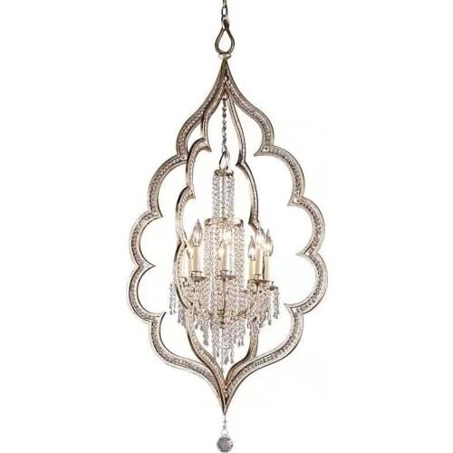 American candle crystal chandelier Nordic wrought iron living room bedroom dining room cloakroom creative personality warm