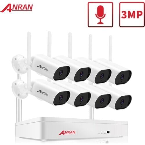 ANRAN 3MP Wireless NVR Kit Security Surveillance Camera Kit Wifi Audio CCTV Camera System Outdoor Wireless Camera System
