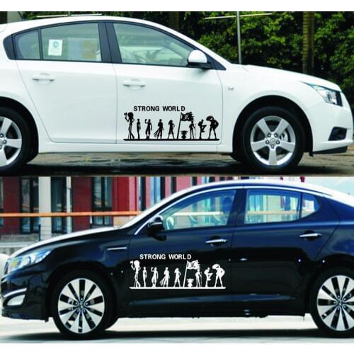 ONE PIECE Marine Pirate Luffy Strong World Car Stickers Cartoon Funny Creative Decals For Doors Vinyls Auto Tuning Styling D21