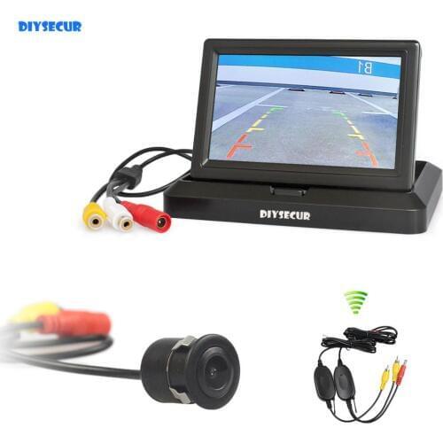 DIYSECUR Wireless 5" Foldable TFT LCD Car Monitor HD Rear View Reverse Backup Car Camera Video Parking System Kit