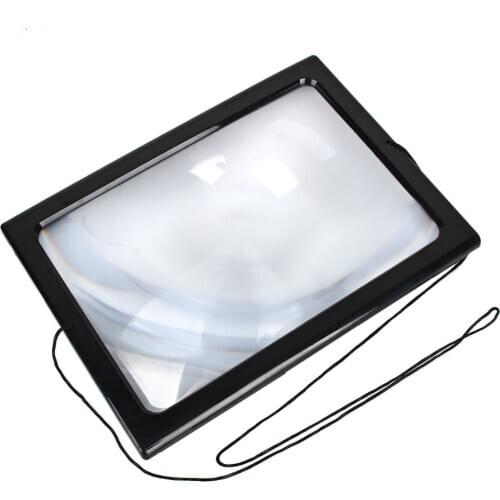Large A4 Page Hands Free 3x Magnifying Glass With Light LED Reading With 4 LED Lights ABS Frame, PVC Lens 27X20.5X1.8cm